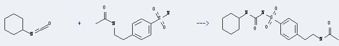 N-(2-(4-(Aminosulphonyl)phenyl)ethyl)acetamide can react with isocyanatocyclohexane to produce C17H25N3O4S